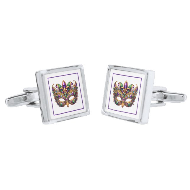 Mardi Gras Mask Cufflinks (Angled)