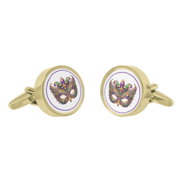 Mardi Gras Mask Cufflinks (Angled)