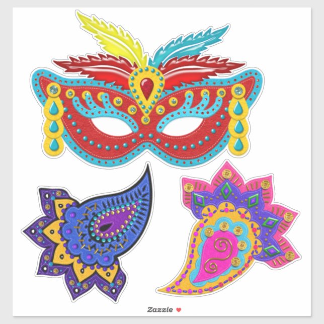 Mardi Gras Mask Decorations | Cherie's Art Sticker (Sheet)