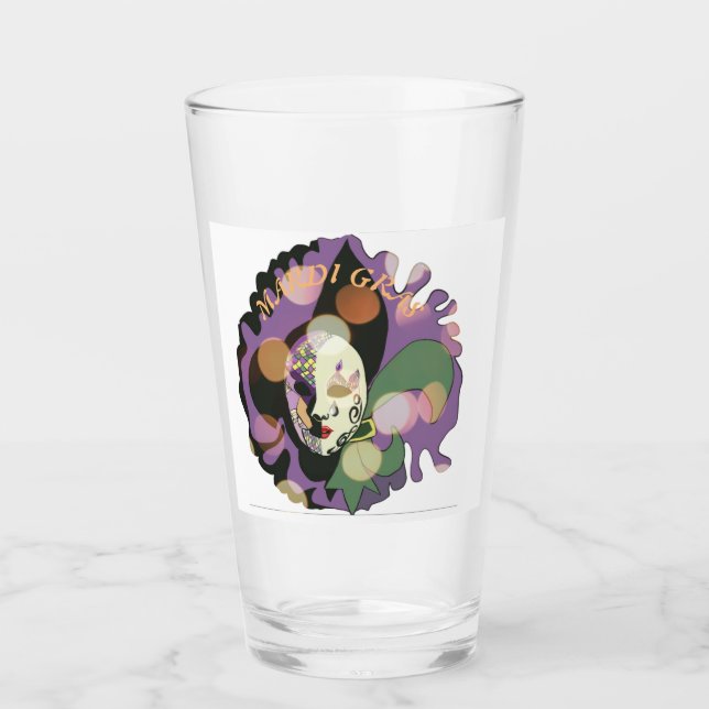 Mardi Gras mask design Colourful   Glass (Front)