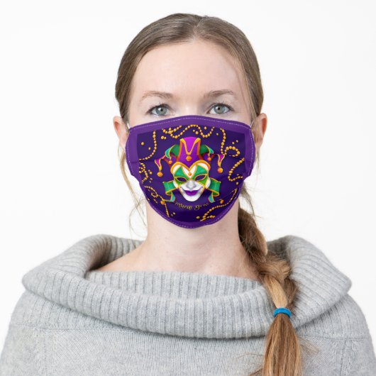 Mardi Gras Mask Design Face Cover (Worn)