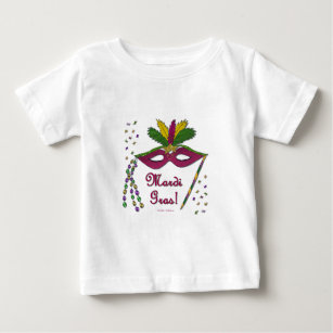 Mardi Gras Mask Feather Beads Baby T-Shirt