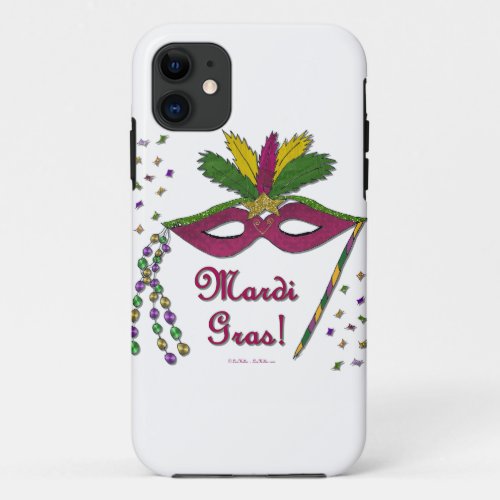 Mardi Gras Mask Feather Beads iPhone 11 Case