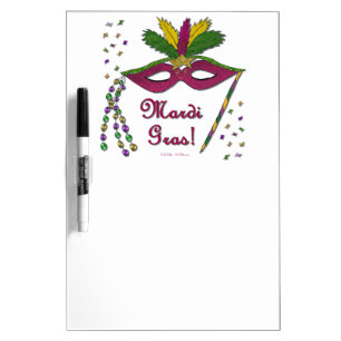 Mardi Gras Mask Feather Beads Dry-Erase Board