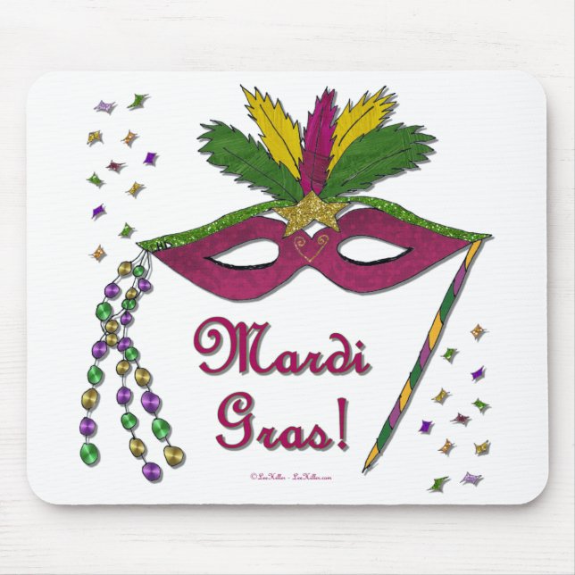 Mardi Gras Mask Feather Beads Mouse Pad (Front)