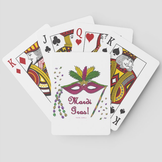 Mardi Gras Mask Feather Beads Poker Cards (Back)