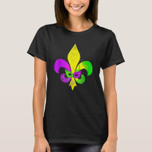 Mardi Gras Mask Fleur de Lis New Orleans Carnival T-Shirt
