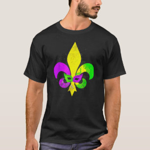 Mardi Gras Mask Fleur De Lis New Orleans Carnival T-Shirt