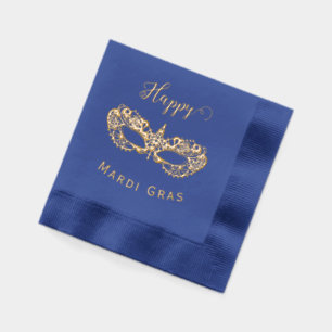 Mardi Gras Mask Gold Foil Napkins