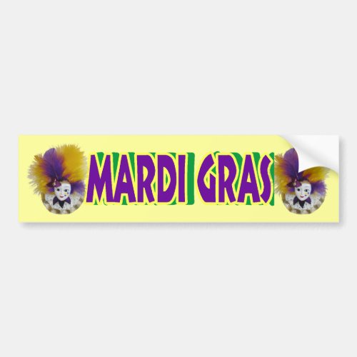 Mardi Gras Mask Gold Tulle Bumper Sticker