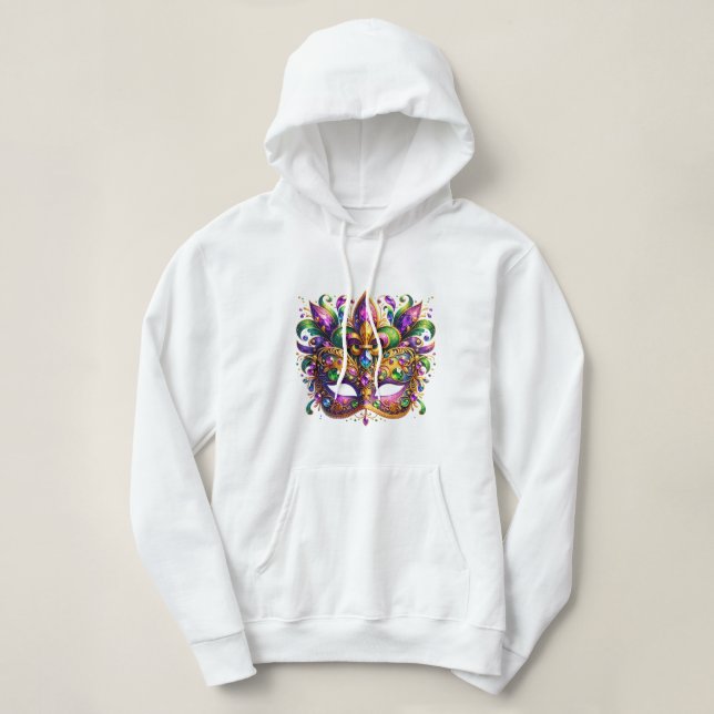 Mardi Gras Mask  Hoodie (Design Front)