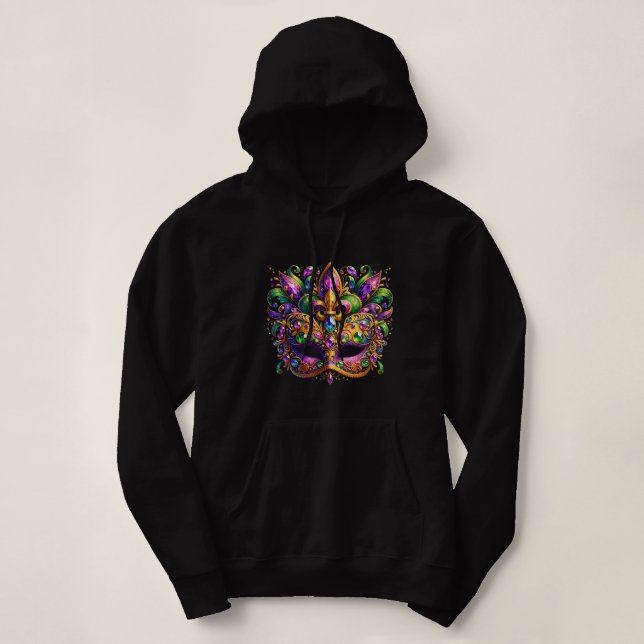 Mardi Gras Mask  Hoodie (Design Front)