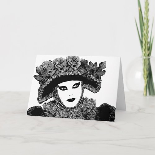 Mardi Gras Mask Lady illustration Art Card