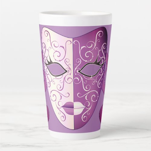 Mardi Gras Mask Latte Mug  17 oz