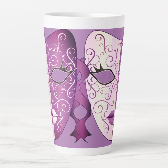 Mardi Gras Mask Latte Mug II 17 oz (Front)