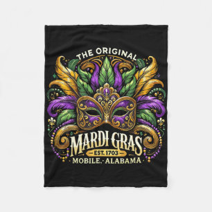 Mardi Gras Mask Mardi Gras Carnival Celebration Fleece Blanket
