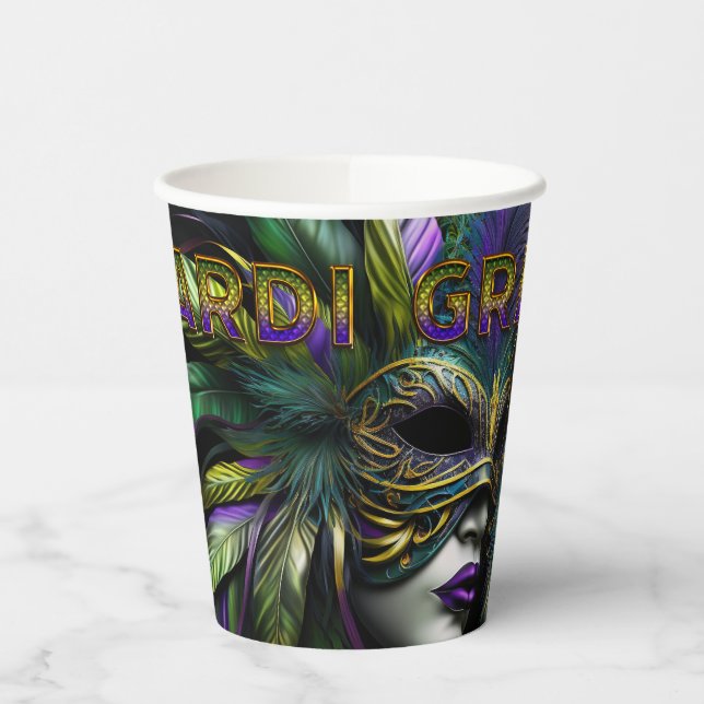Mardi Gras Mask Paper Cups (Left)