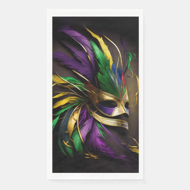 Mardi Gras Mask Paper Guest Towels (Front)