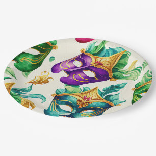 Mardi Gras Mask paper plates