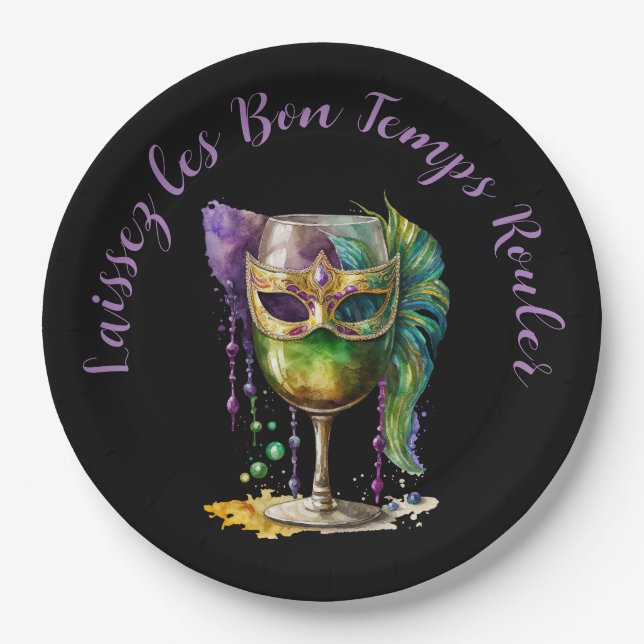 Mardi Gras Mask  Paper Plates (Front)