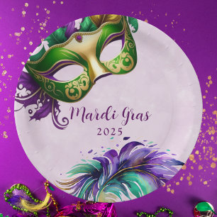 Mardi Gras Mask Paper Plates
