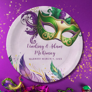 Mardi Gras Mask Paper Plates