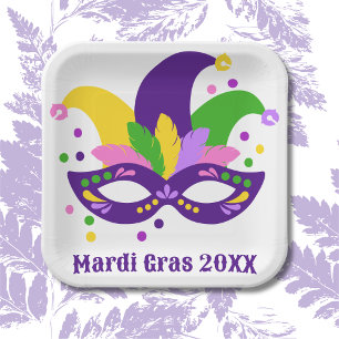 Mardi Gras Mask Paper Plates