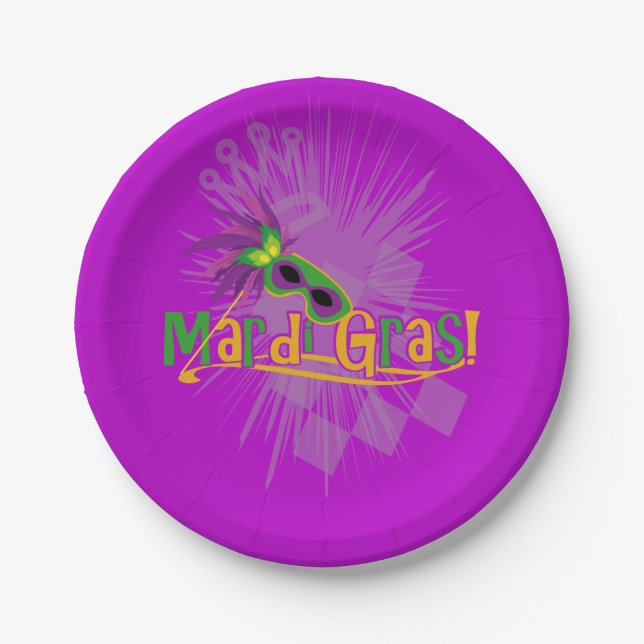 Mardi Gras Mask Paper Plates (Front)