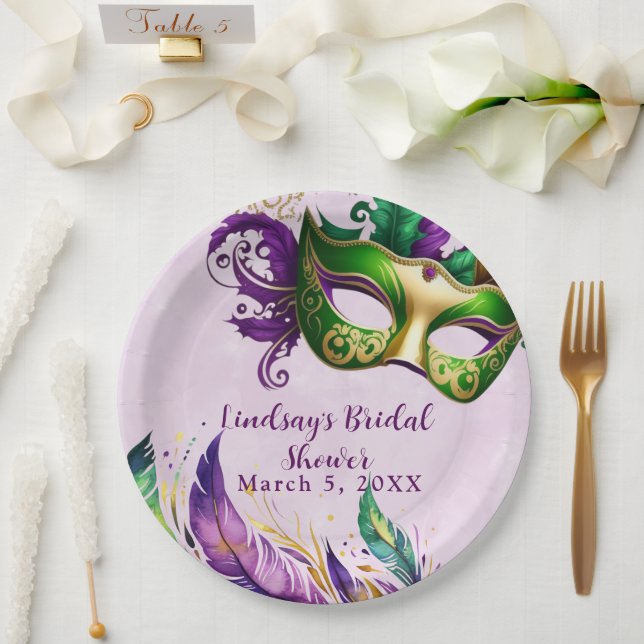 Mardi Gras Mask  Paper Plates (Wedding)