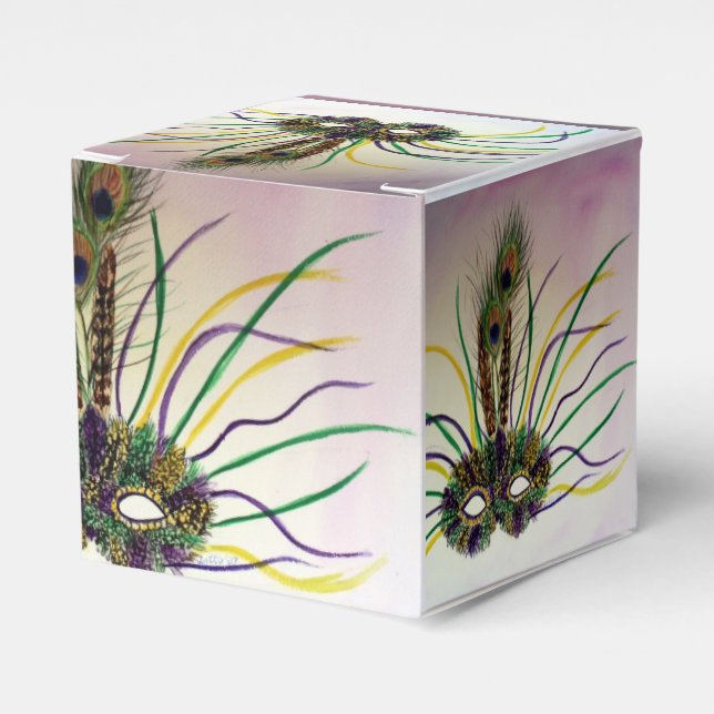 Mardi Gras Mask Party Favor Custom Gift Box (Front Side)