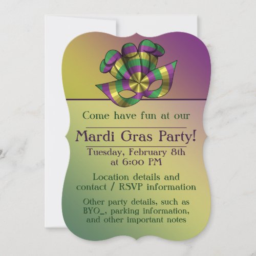 Mardi Gras Mask Party Invitation