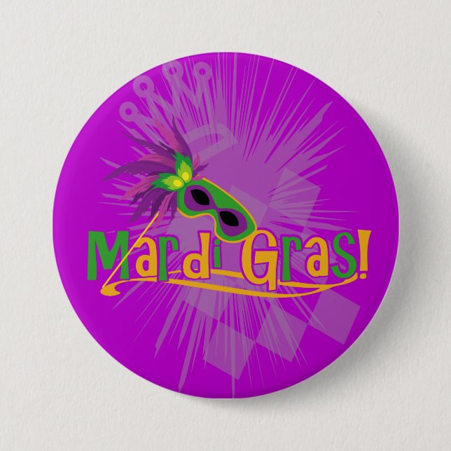 Mardi Gras Mask Pinback Button (Front)