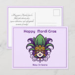 💚💜💛 Mardi Gras Mask Postcard