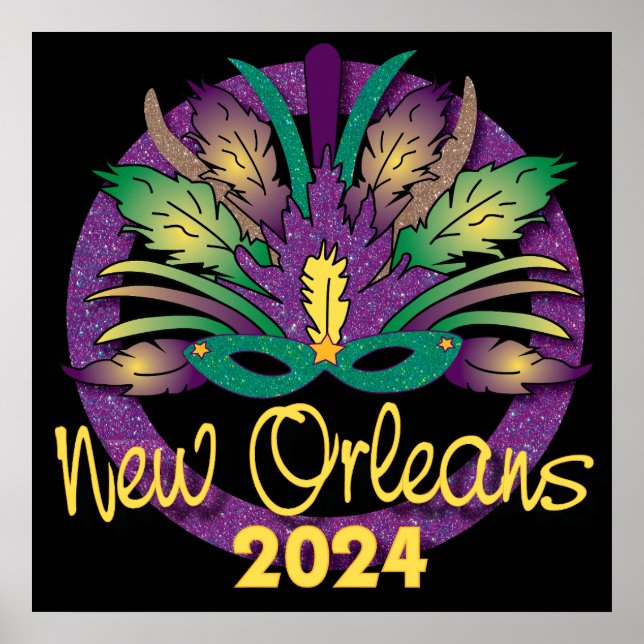 Mardi Gras Mask Poster - 2024 - New Orleans (Front)