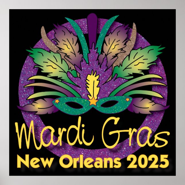 Mardi Gras Mask Poster - 2025 - New Orleans (Front)