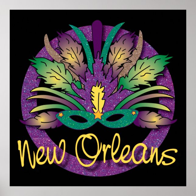 Mardi Gras Mask Poster - New Orleans, LA (Front)
