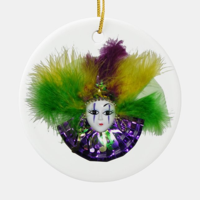 Mardi Gras Mask Purple Ceramic Ornament (Front)