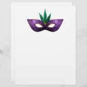 Mardi Gras Mask Purple Green Gold Sparkles paper (Front/Back)