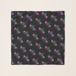 Mardi Gras Mask Purple Green Gold Sparkles pattern Scarf