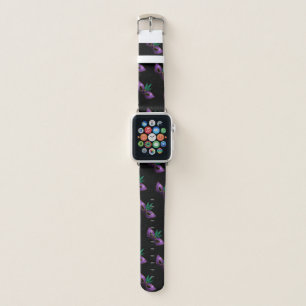 Mardi Gras Mask Purple Green Sparkles pattern Apple Watch Band