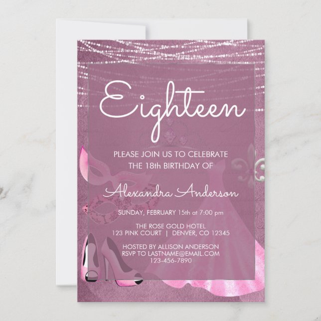 Mardi Gras Mask Purple Masquerade Birthday Party Invitation (Front)