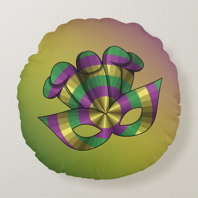 Mardi Gras Mask Round Pillow (Front)