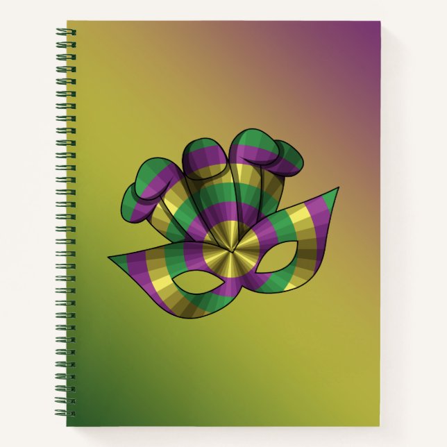 Mardi Gras Mask Spiral Notebook (Front)