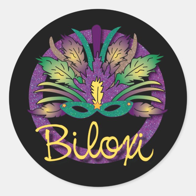 Mardi Gras Mask Sticker - Biloxi, MS (Front)