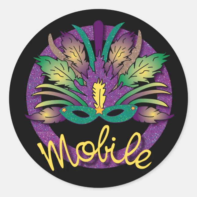 Mardi Gras Mask Sticker - Mobile, AL (Front)
