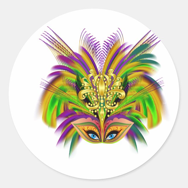 Mardi-Gras-Mask-The-Queen-V-2 Classic Round Sticker (Front)