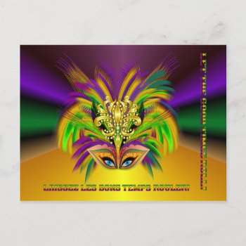 Mardi-gras-mask-the-queen-v-2 Postcard by DAEVEGAS at Zazzle