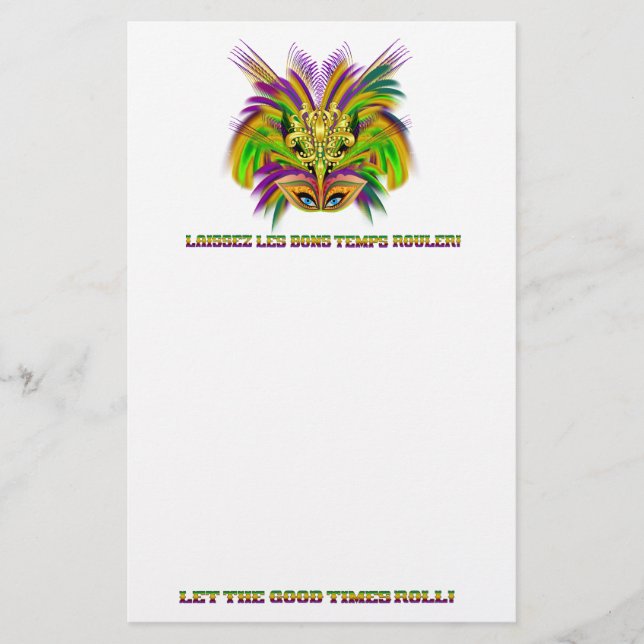 Mardi-Gras-Mask-The-Queen-V-2 Stationery (Front)