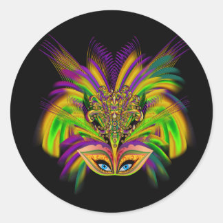Mardi-Gras-Mask-The-Queen-V-3 Classic Round Sticker