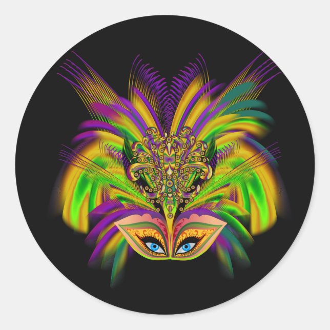 Mardi-Gras-Mask-The-Queen-V-3 Classic Round Sticker (Front)